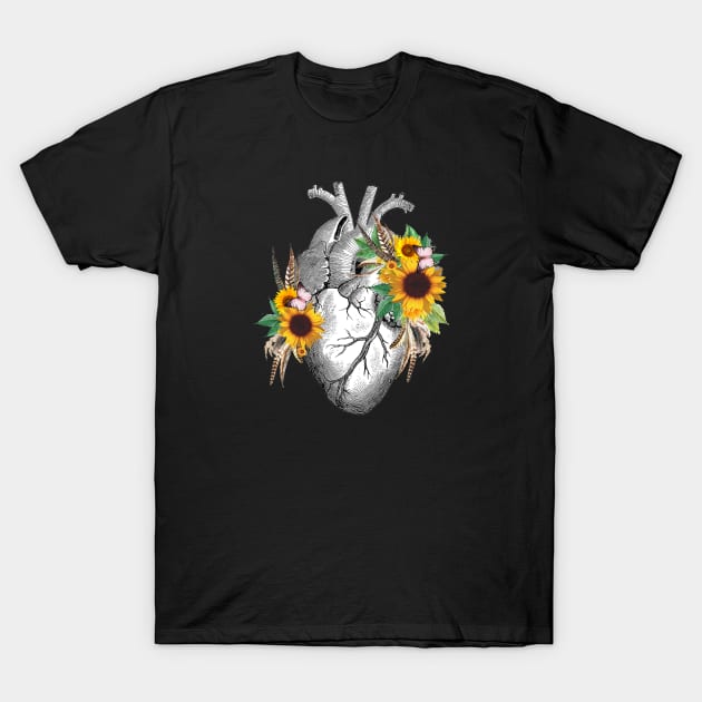 Sunflowers Heart Human Anatomy Human Heart T Shirt Teepublic 7544